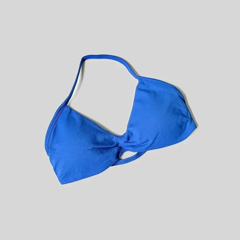 Seamless Sexy Open Back Gym Yoga Crop Top Women Halter Sports Bra Push Up Strappy Padded Workout Tank Tops image 5