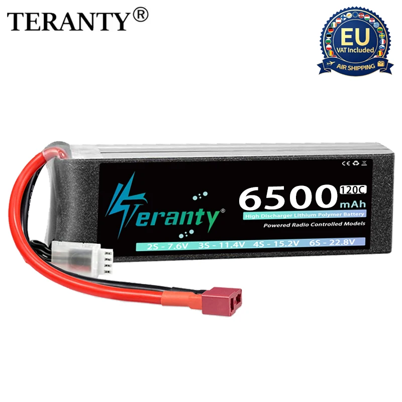 TERANTY 11.1V 11. 4V 6500mAh RC Lipo Battery 3S 65C&120C With T XT60 XT90 EC5 Connecto for RC Car Boat Drone Helicopter Airplane