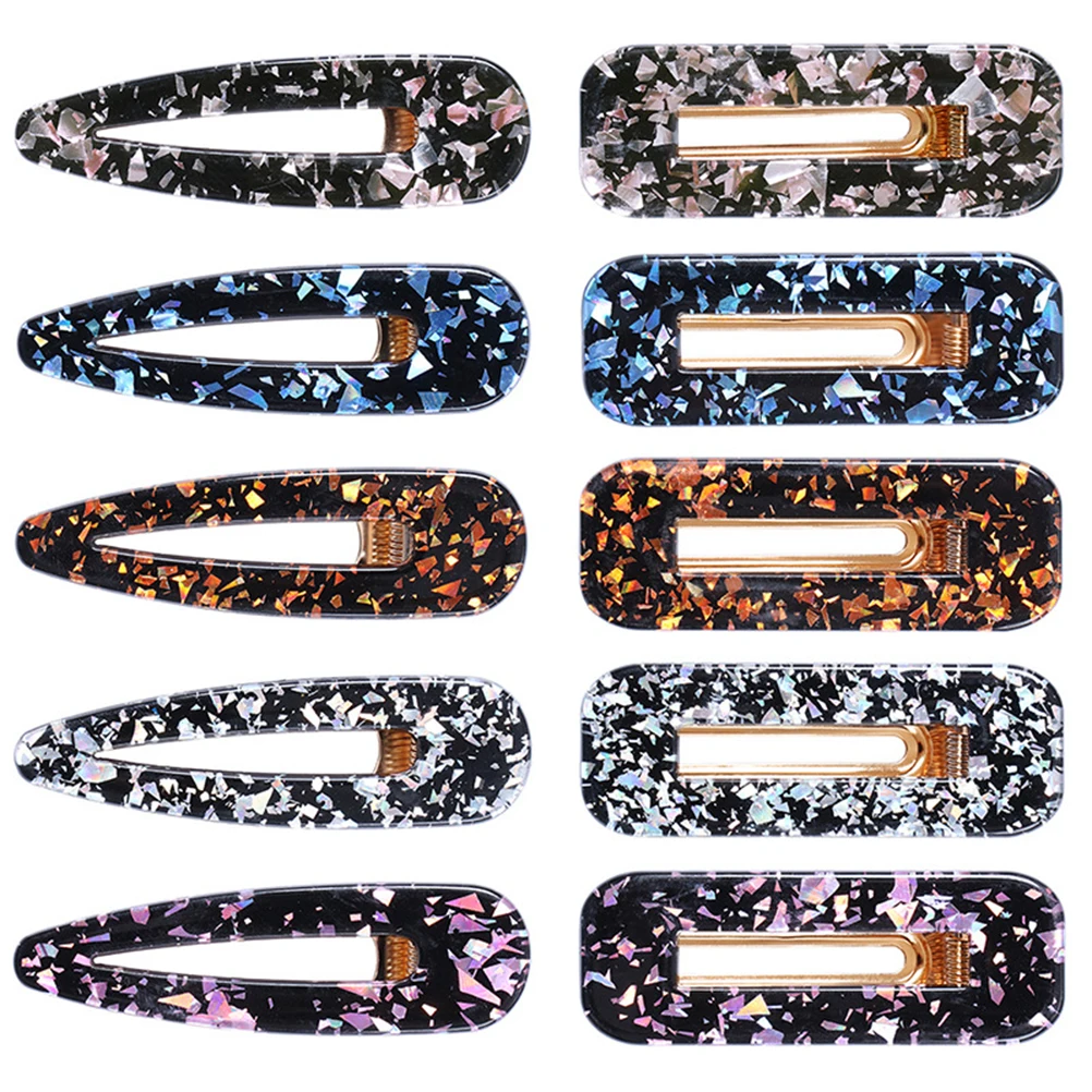 

10pcs Acrylic Pins Hairpin Geometric Marble Women Marble Pin Hair Clip Design Leopard Barrettes Hair Accessories