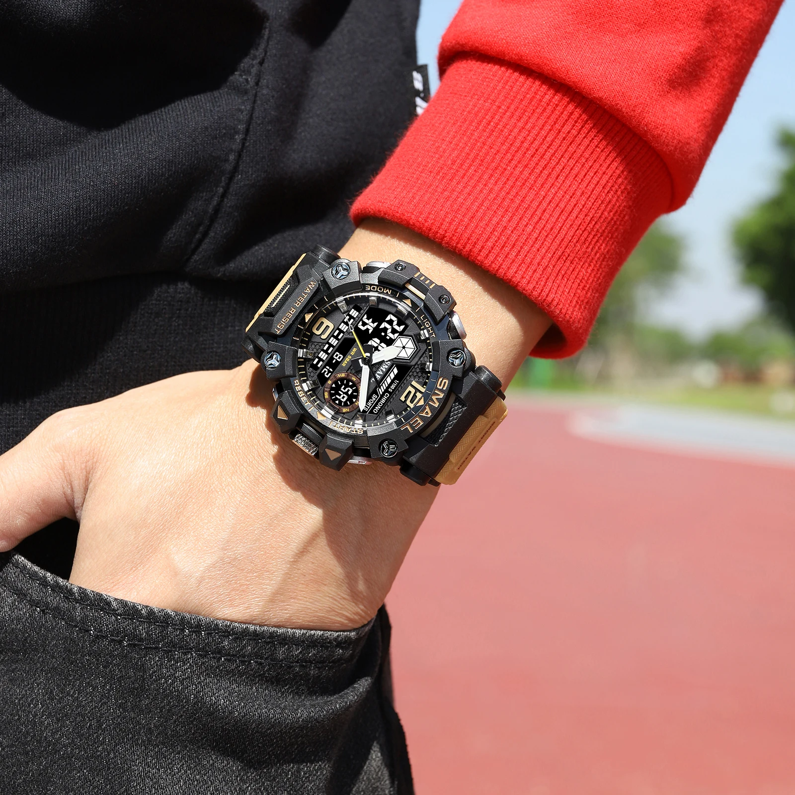 SMAEL 8072 الرجال مقاوم للماء الساعات Janpenese كوارتز كرونوغراف الثقيلة ساعة الرجال إنذار ساعة اليد الإلكترونية reloj de hombre #5