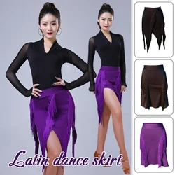Women Tassel Skirt Latin Dance Skirt Samba Tango Chacha Fringe Dress Adult Dance Practice Stage Performance Costume