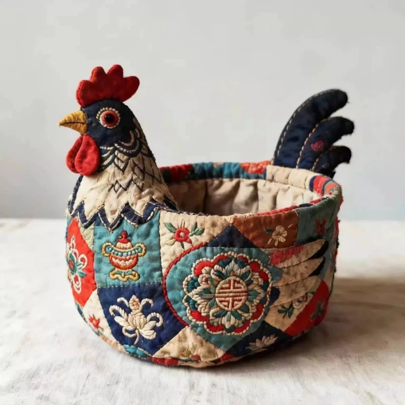 

LTT Fabric Handmade Guochao Fabric Chicken Storage Box High Value Rooster Storage Box Ornament