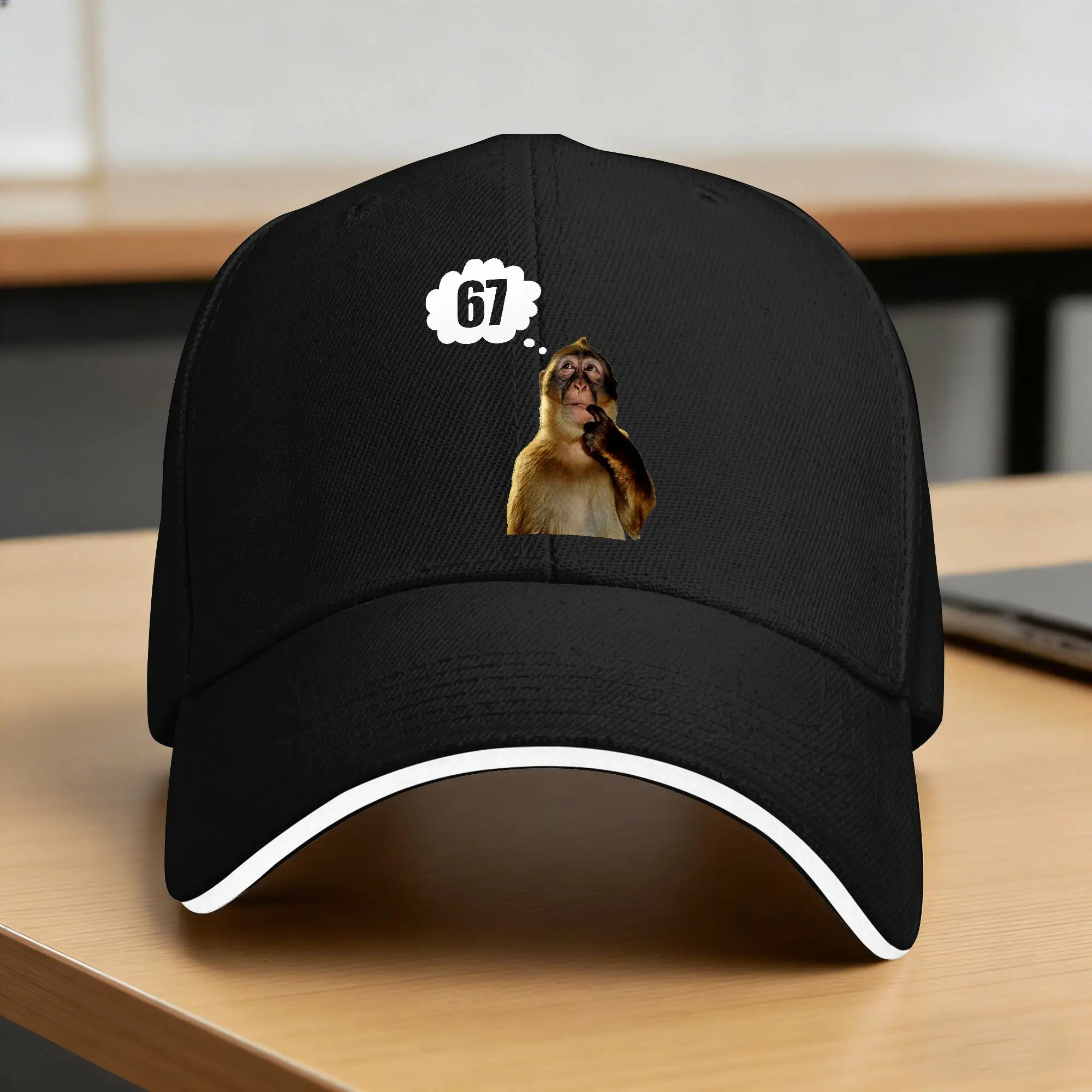 Wait I'm Goated Funny Thinking Monkey Baseball Cap  Streetwear Women Men Trucker Hat Sun-Proof Design Outdoor Gym Baseball Caps