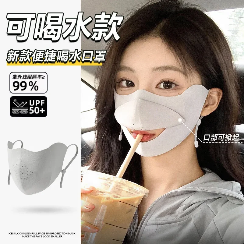 New Water Drinking Sunscreen Mask for Girls, UV Protection for Summer Driving and Cycling
