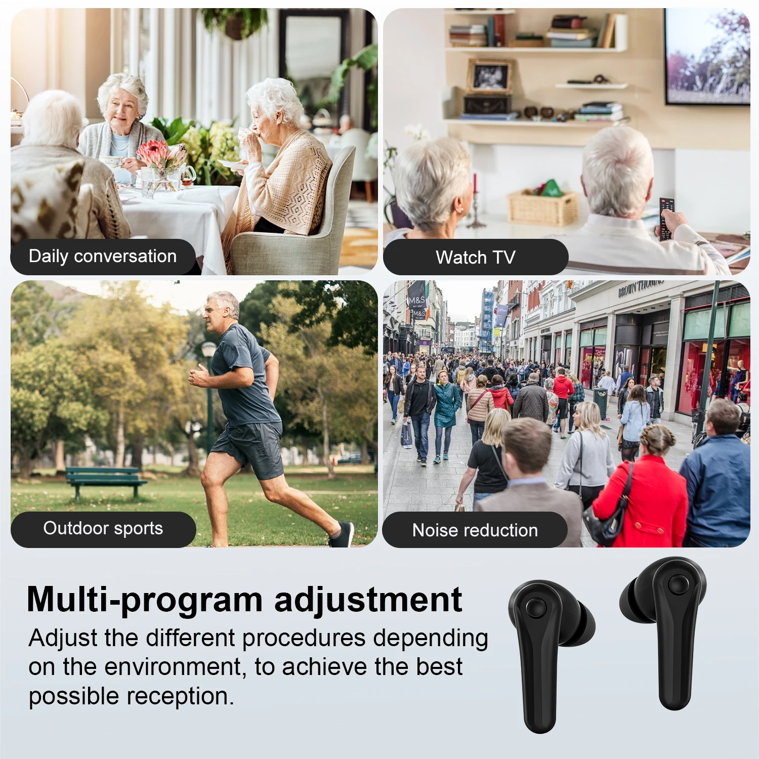 Bluetooth noise cancelling hearing aid audio amplifier, hearing loss hearing aid APP control programmable high-end hearing aid