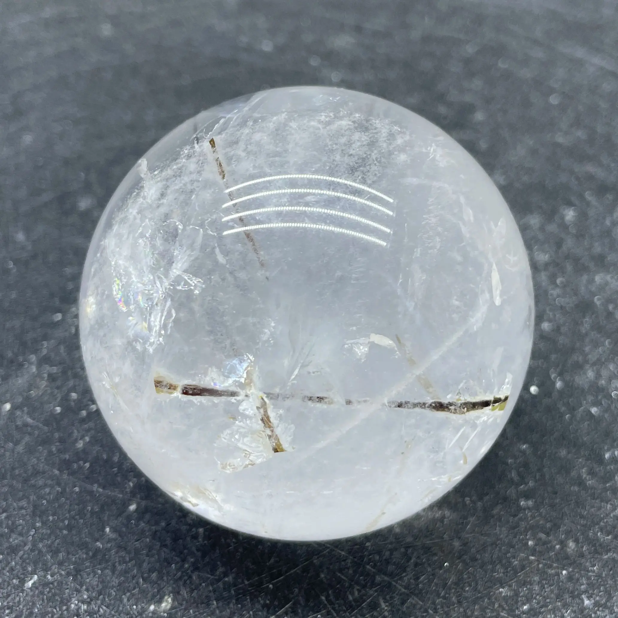 311g Natural Stone Tourmaline Clear Quartz Crystal Ball Rainbow Quartz Sphere Polished Rock Reiki Healing W5