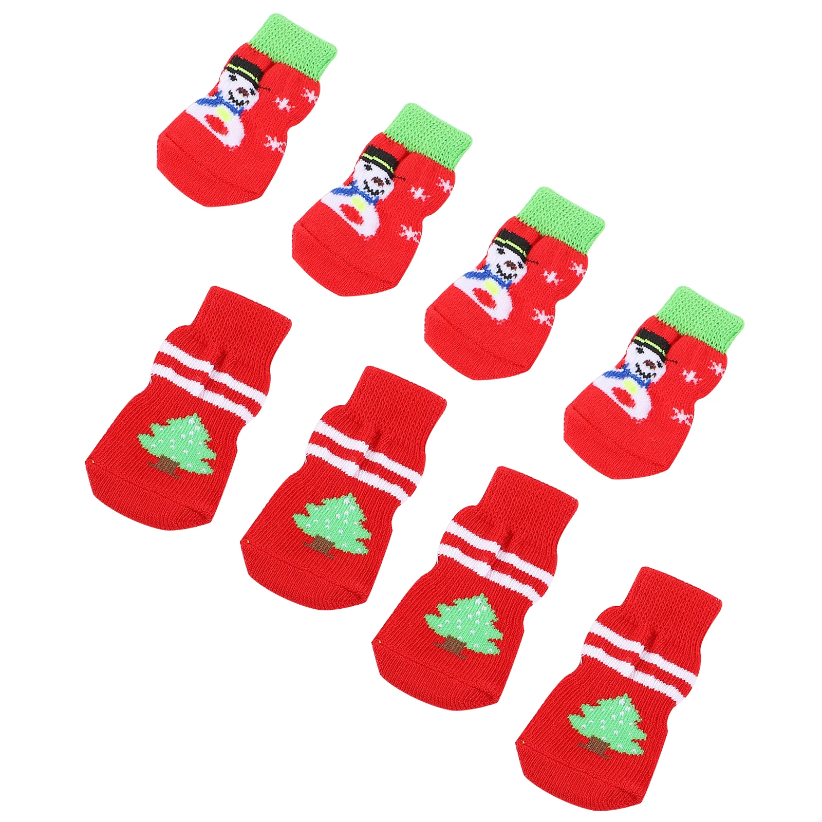 

8pcs Pet Dog Socks Knitted Christmas Stockings Warm Anti Slip Gel Sole Paw Protector Knitting Supplies Dog Accessories