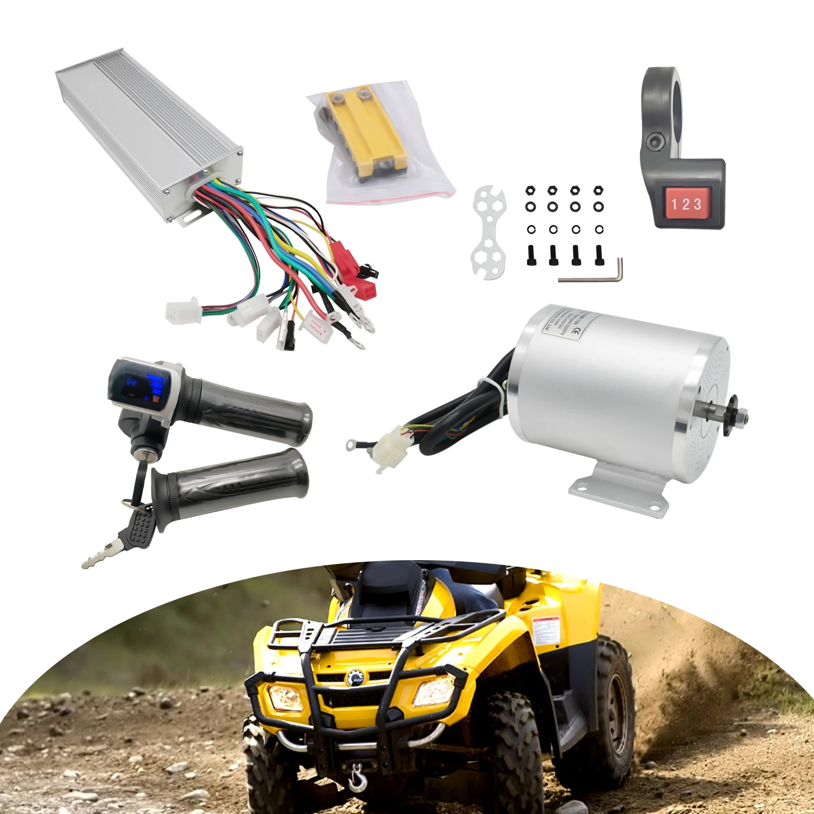 

48V 2000W Electric Brushless Motor Complete Kit with Controller Throttle Grip 3-Speed for Scooter Bicycle Motorcycle E-Bike DIY