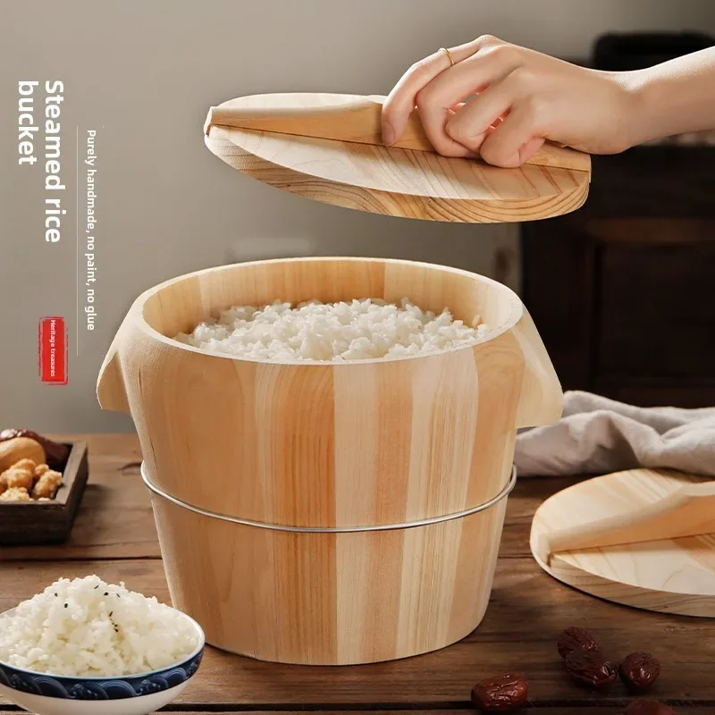 Steamed rice wooden bucket Household wooden zizi Kitchen Steamed rice Steamer wooden steamed rice bucket