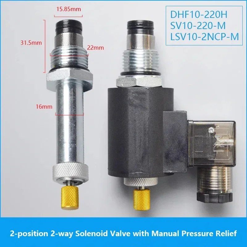 2-position 2-way Normally Closed Threaded Hydraulic Valve Cartridge Type Pressure Maintaining Solenoid Valve DHF10-220H SV10-20M