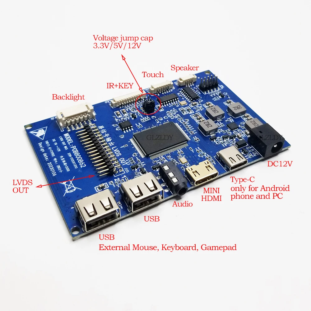 40 pin LVDS LCD monitor portable LCD controller board game display panel driver HDMI TYPE-C USB controller 1366*768 1920*1080 view 2