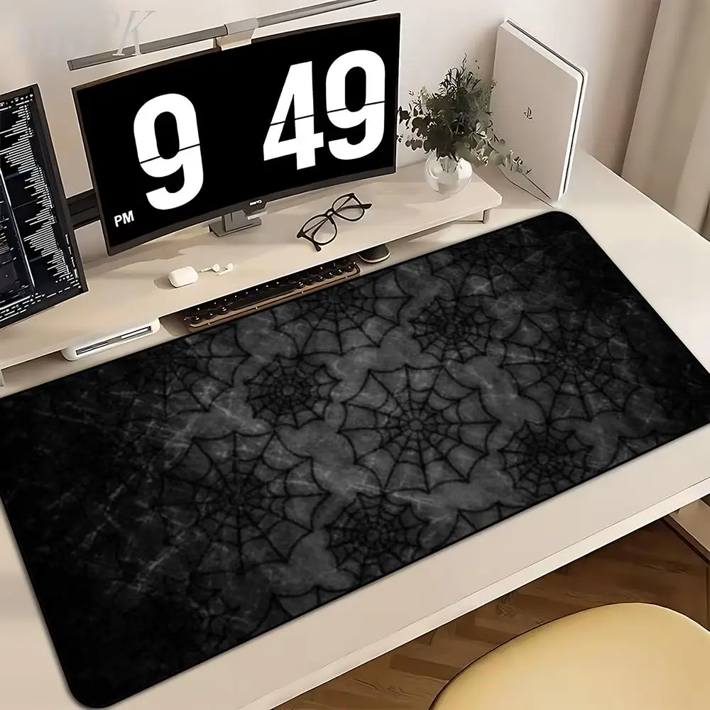 Large XXL Mouse Pad Desk Mat Keyboard Pad Dark Grunge Spider Web Halloween Gothic Print Non Slip Rubber Base  PC Laptop Desk Mat