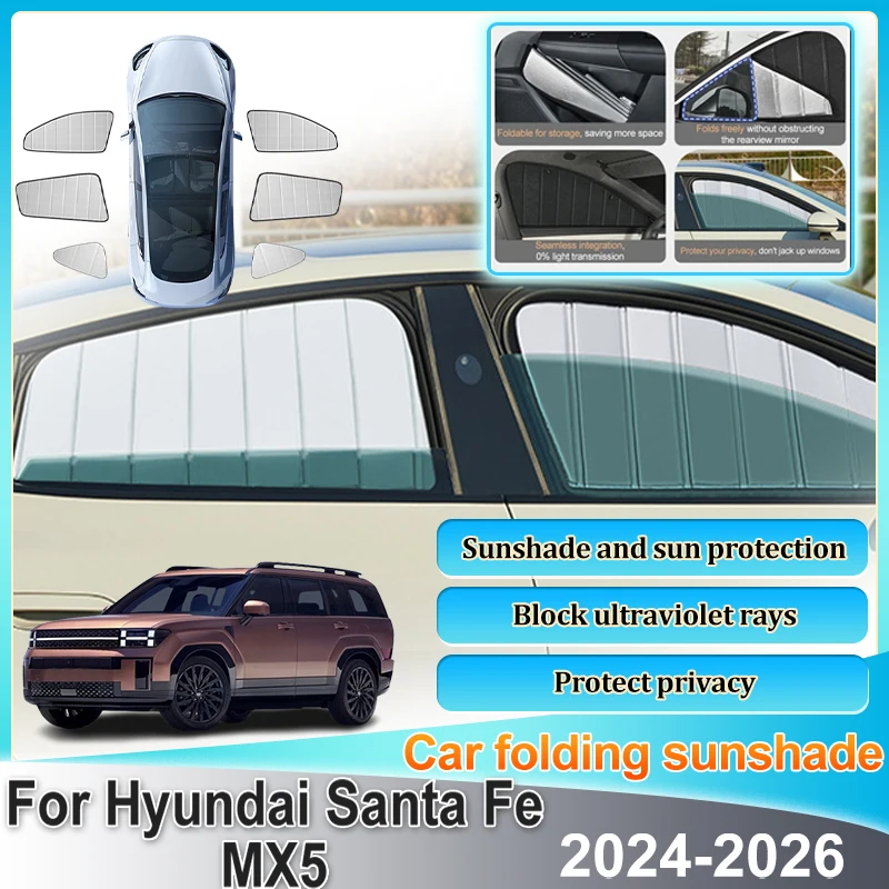 

Солнцезащитные шторки для Hyundai Santa Fe MX5, складные, для окон, 2024-2026 гг.