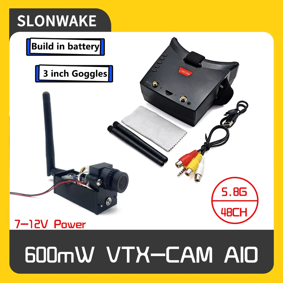 FPV Set 5.8G 600mW Video VTX Transmitter and CMOS 1000TVL Camera with 3inch Goggles Use for RC Quadcopter Racing Drone Car