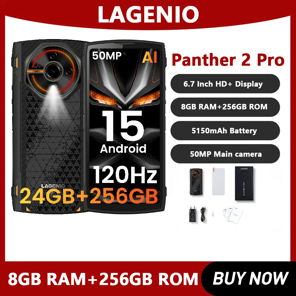 �y�Z�[�����zLAGENIO Panther 2 Pro 4G�^�t�l�X�X�}�z 6.7�C���`HD Android 15 8GB+256GB �g�ѓd�b 50MP 5150mAh Unisoc T7250 �I�N�^�R�A NFC OGT