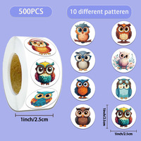 500PCS Creative Owl Cute Cartoon Ins Wind Roll Stickers DIY Guitar Notebook Water Cup Personalized Stickers