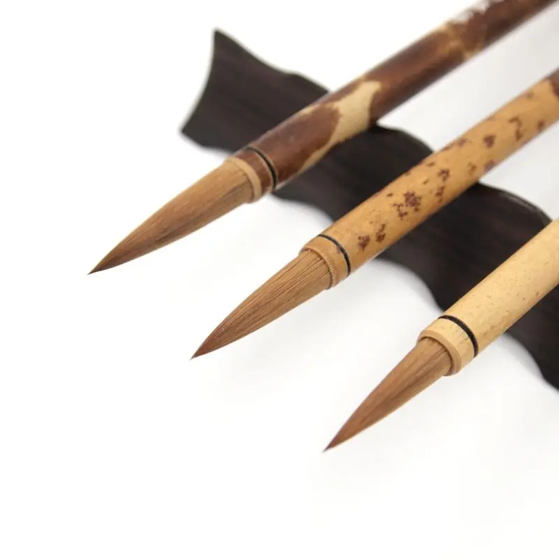 Ou Style Regular Script Mixed Hair Calligraphy Brushes Set Yan Zhengqing Regular Script Chinese Brush Running Script Art Supply