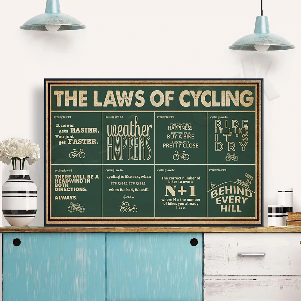 Bicycle Law Poster, Vintage Bicycle Poster, Cyclist Poster, Bicycle Wall Art, Cycling Lovers, Home Decor