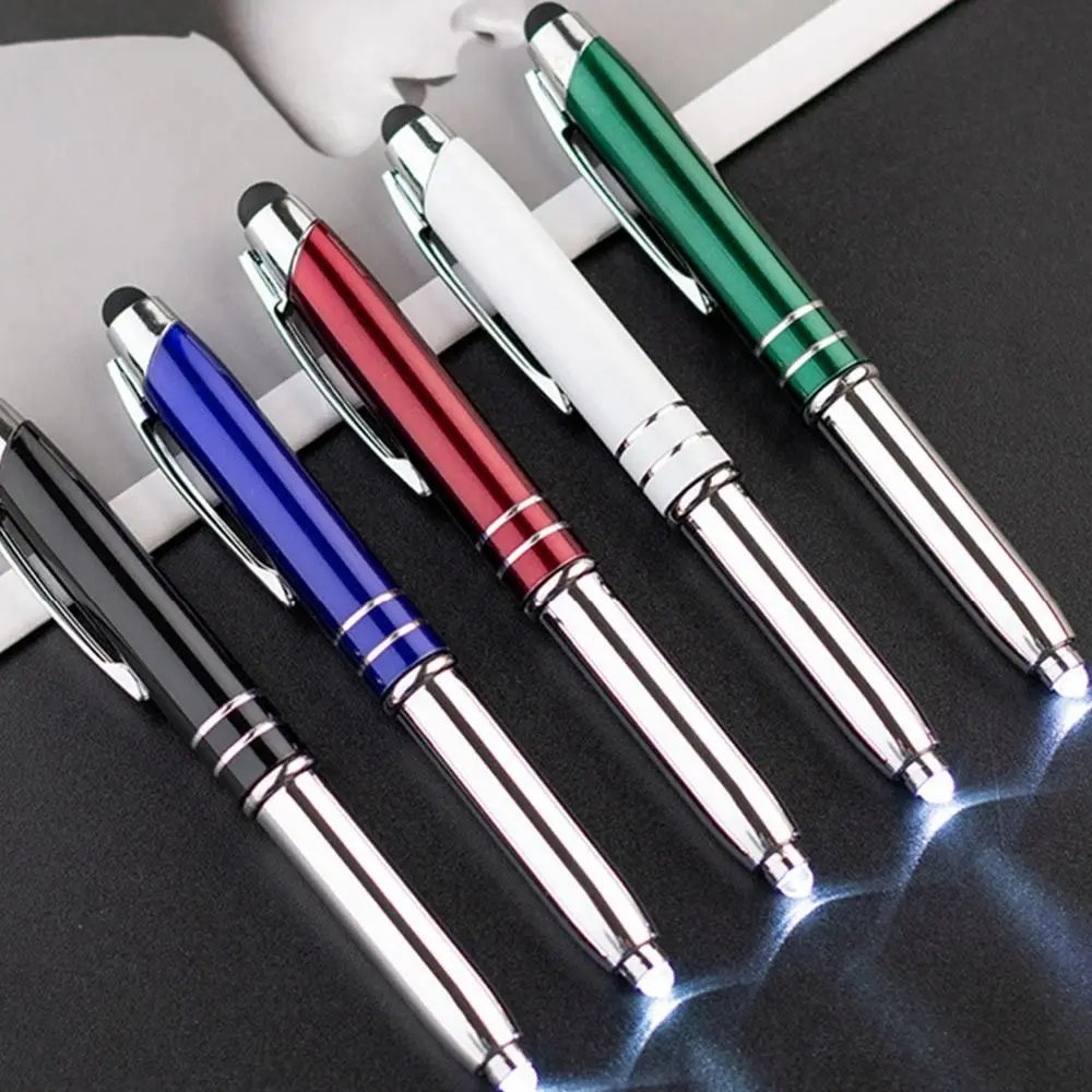 3-in-1 Multi-function Metal Capacitive Pen Portable Ballpoint Pen Outdoor Tool Pen With Light Touch Screen Pen