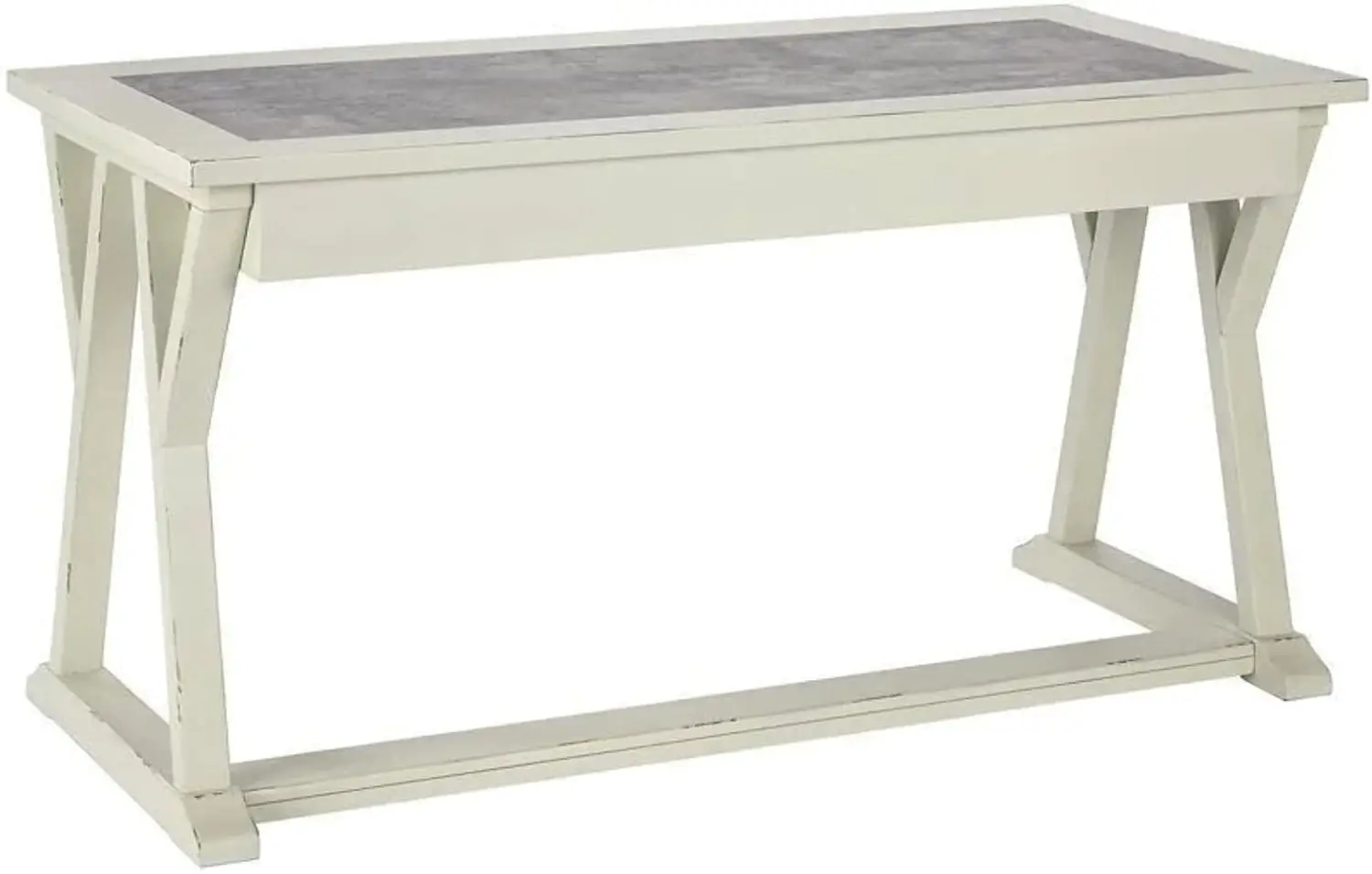 Signature Design by Ashley Jonileene Farmhouse Home Office Desk with Drawers, White & Gray