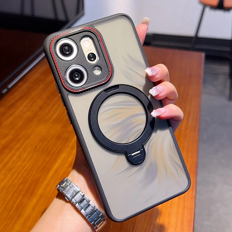 

Skin Feel Translucent Magnetic Stand Ring Holder Case for OPPO Reno 14 Pro Reno 14 Wireless Charging Case with Lens Protection