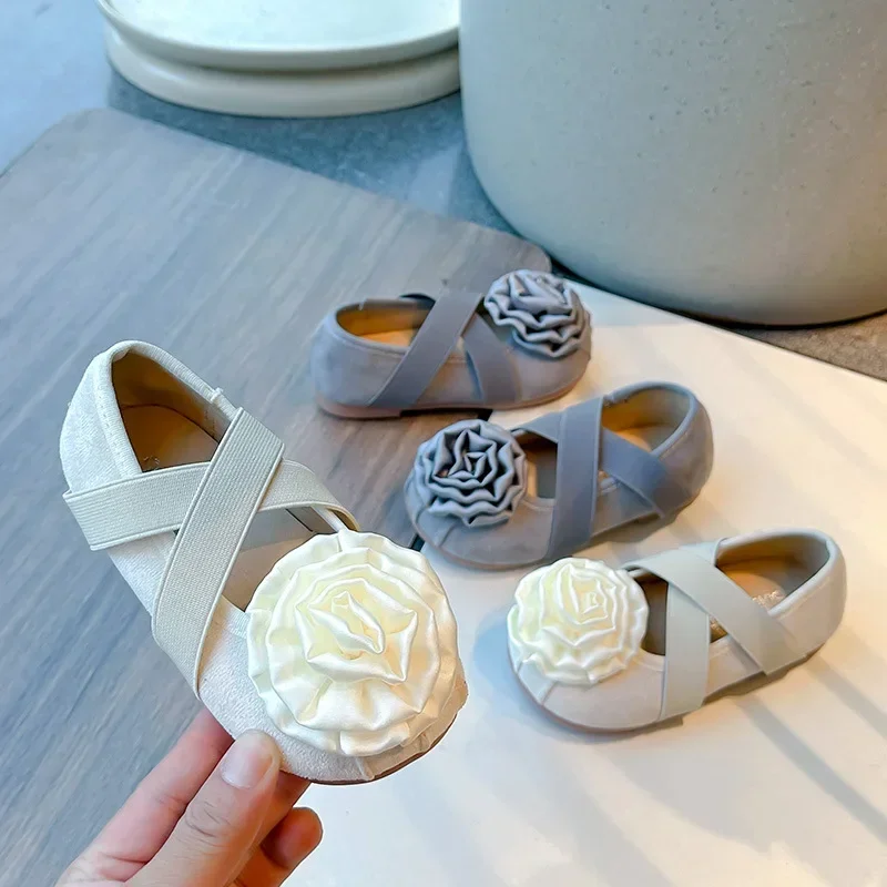 

Girls French Retro Sweet Flower Ballet Shoes Loafer Spring Simple Children's Soft-soled Non-slip Princess Flats