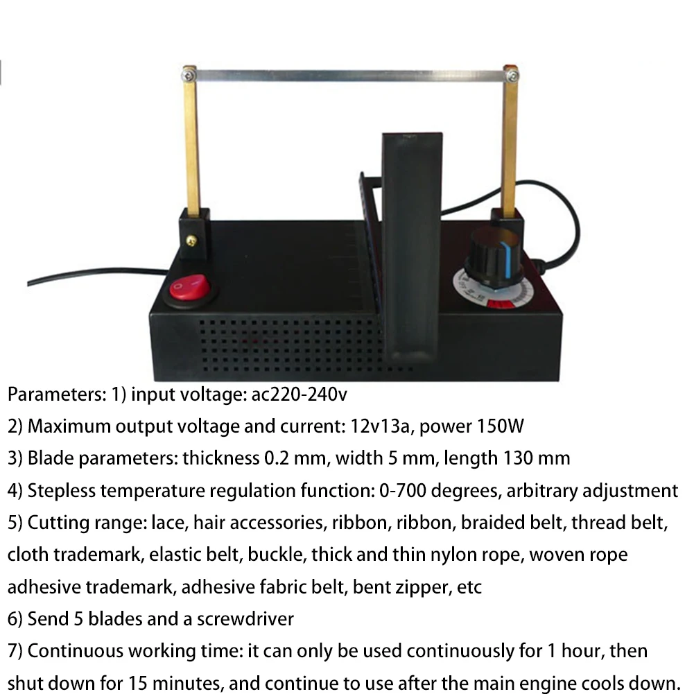 Mini Hot Cutting Machine Manual Electric Heating Cutter for Ribbon Lace Braided Belts 220V Satin Cutting Machine EU Plug