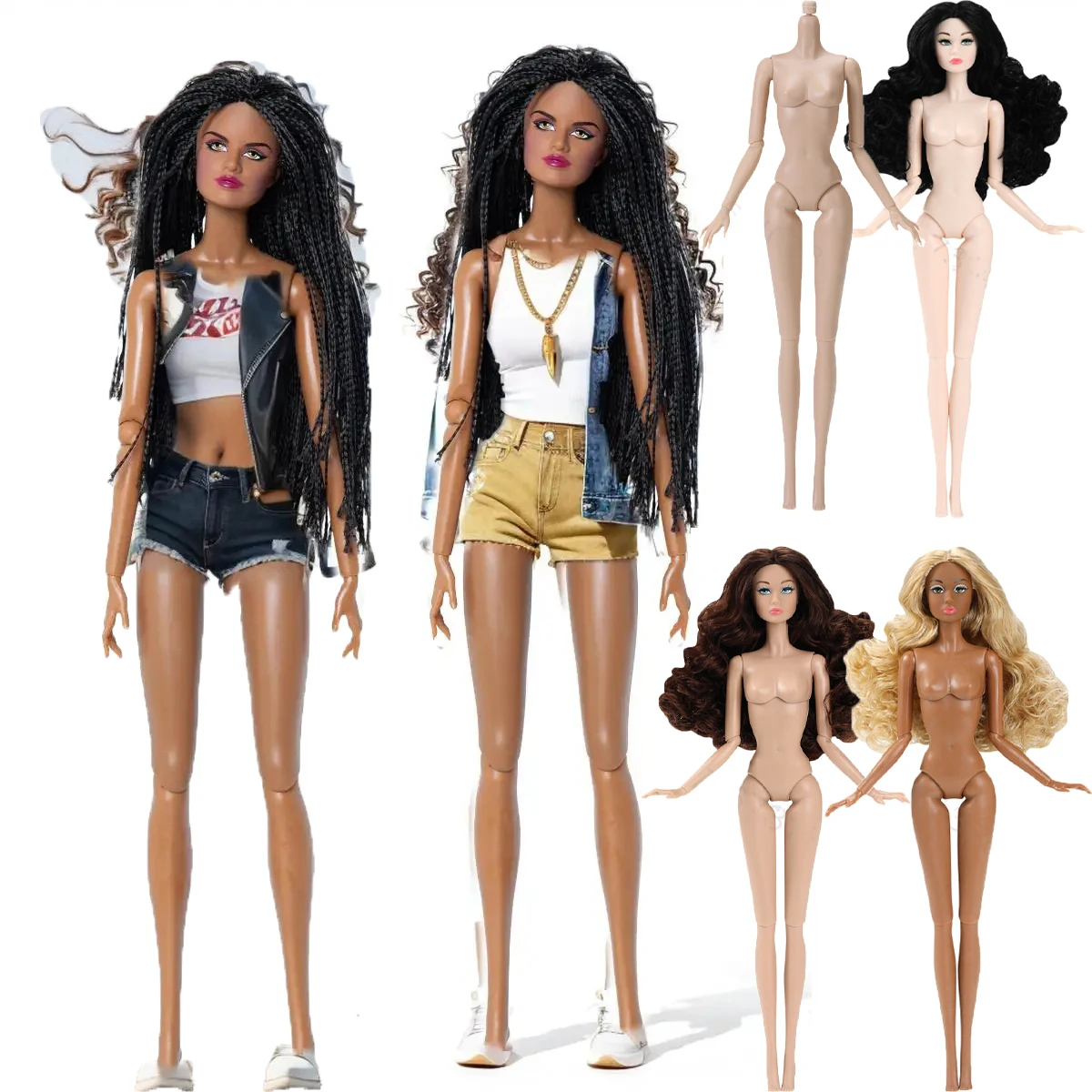 

New Listed Black Skin 1/6 Supermodel Doll Body 32cm Makeup Doll 12.6in Joints Movable Nude Dress Up Doll Girl PlayHouse Toy Gift