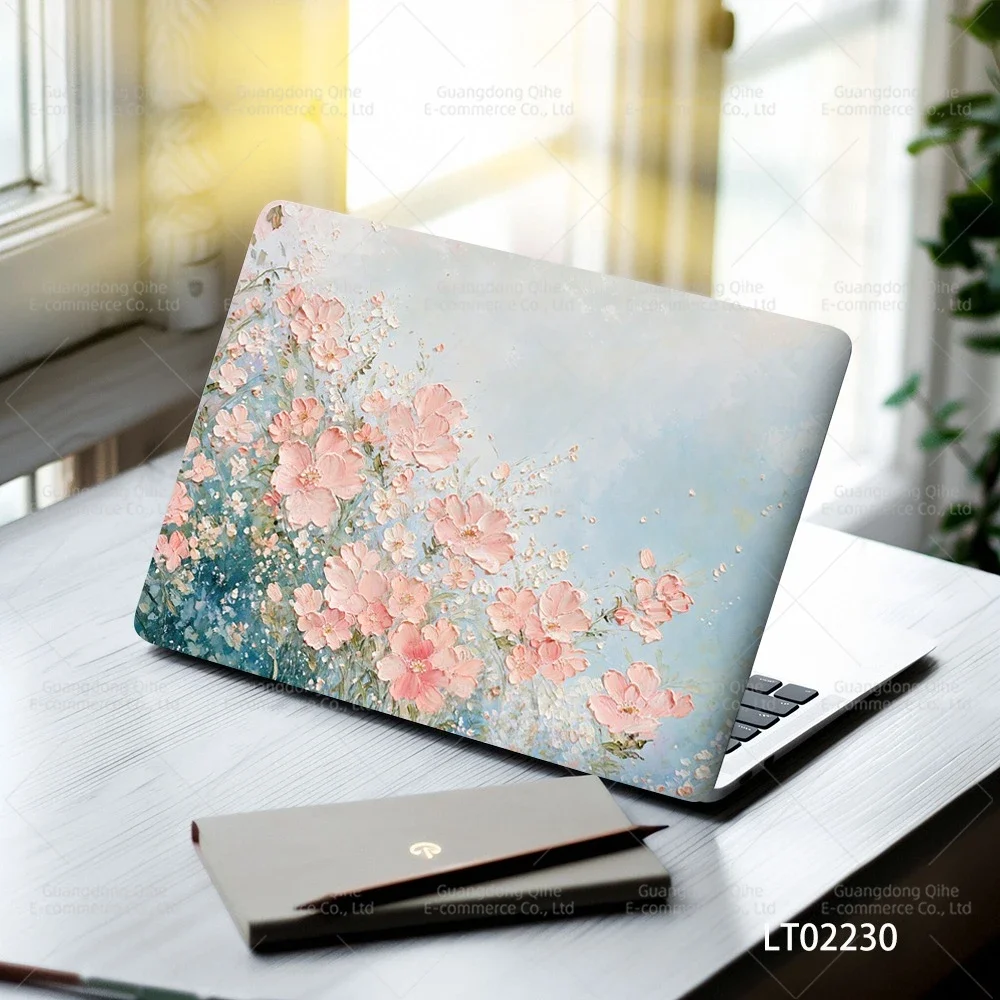 2 stuks verwijderbare bloemstickers voor laptop PVC esthetische stickers zelfklevende peel off geen residu tablethuid macbook skin