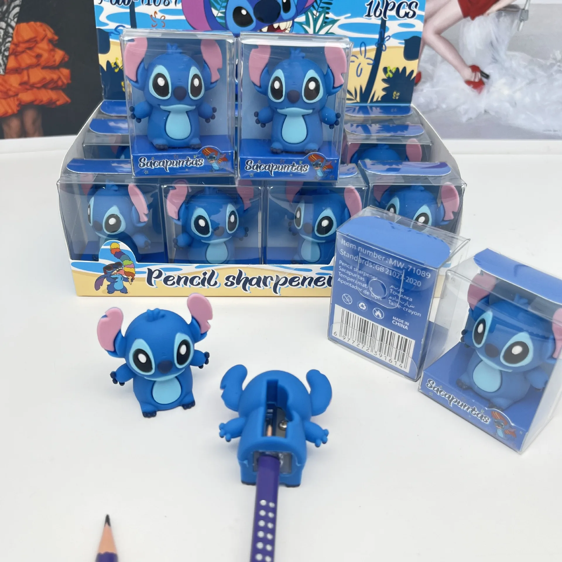 Disney Stitch Pencil Sharpener Cartoon Double Different Size Hole Office School Supplies Stationery Back-to-school Season Gifts