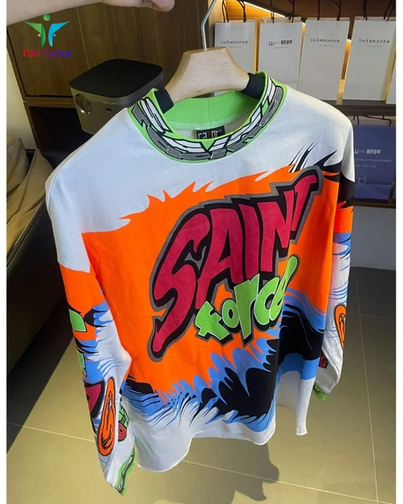 

SAINT Fashion Full Print T-Shirt Racing Retro Long Sleeve T-Shirt High Quality Men's Women's Oversized T-Shirt Tops