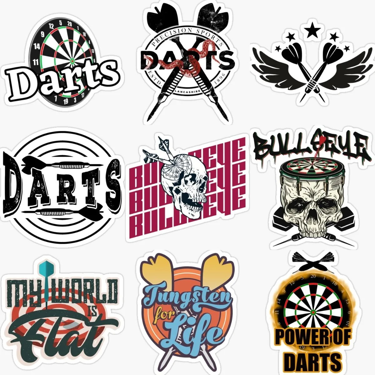 Darts Player Dartboard Creative PVC Waterproof Stickers Accessories for Decorate Car Wall Room Bicycle Helmet Camper Truck Van