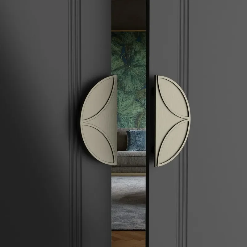 Chinese design leather handle club office building handle aluminum plate leather design conference room door handle