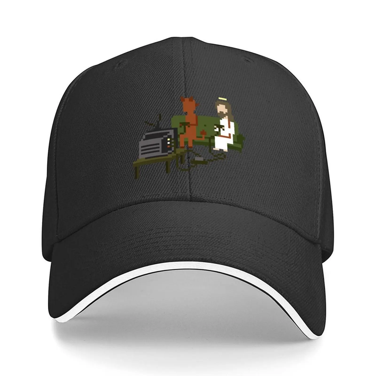 

Jesus And Devil Playing Video Games Pixel Art Baseball Cap New In The Hat fun hats hard hat men's big size hat Boy Child Women's