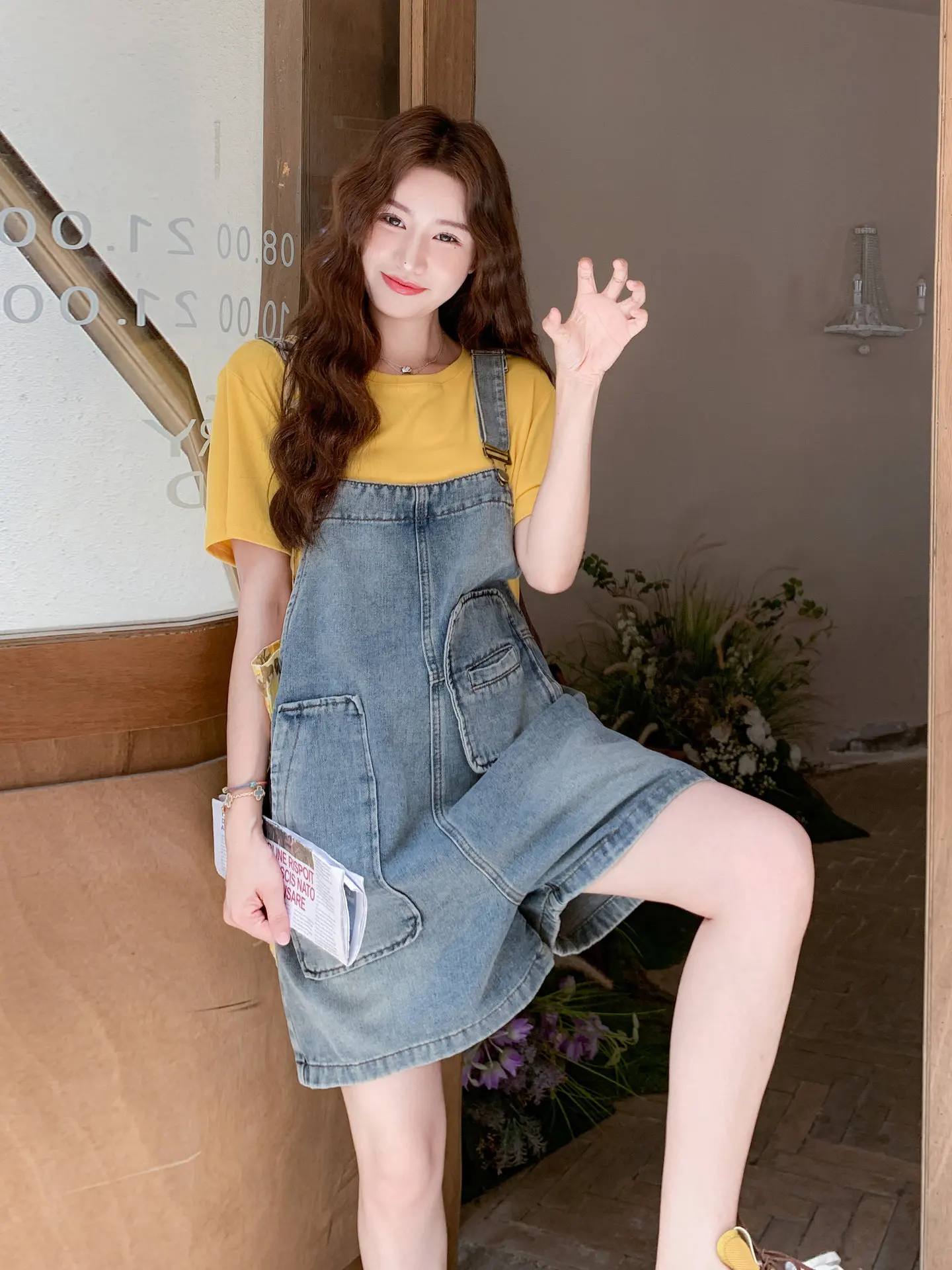 Suspender Denim Overall Shorts for Women Summer 2026 New Design Youthful Pockets Loose Fit Blue Jumpsuits