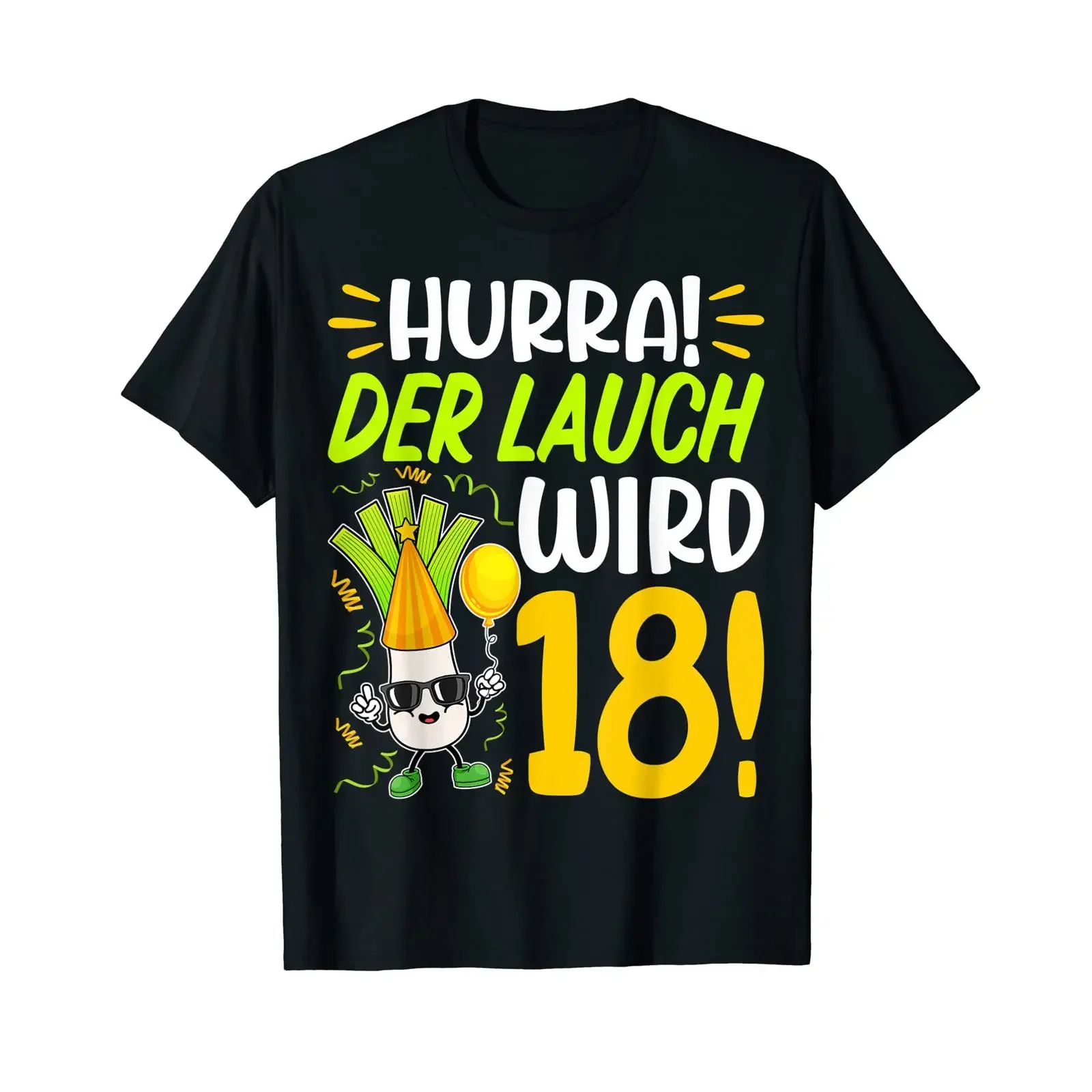 Hooray Leek is turning 18 T Shirt black vintage Washed Slightly Casual homme Versatile designer clothes Breathable fashion