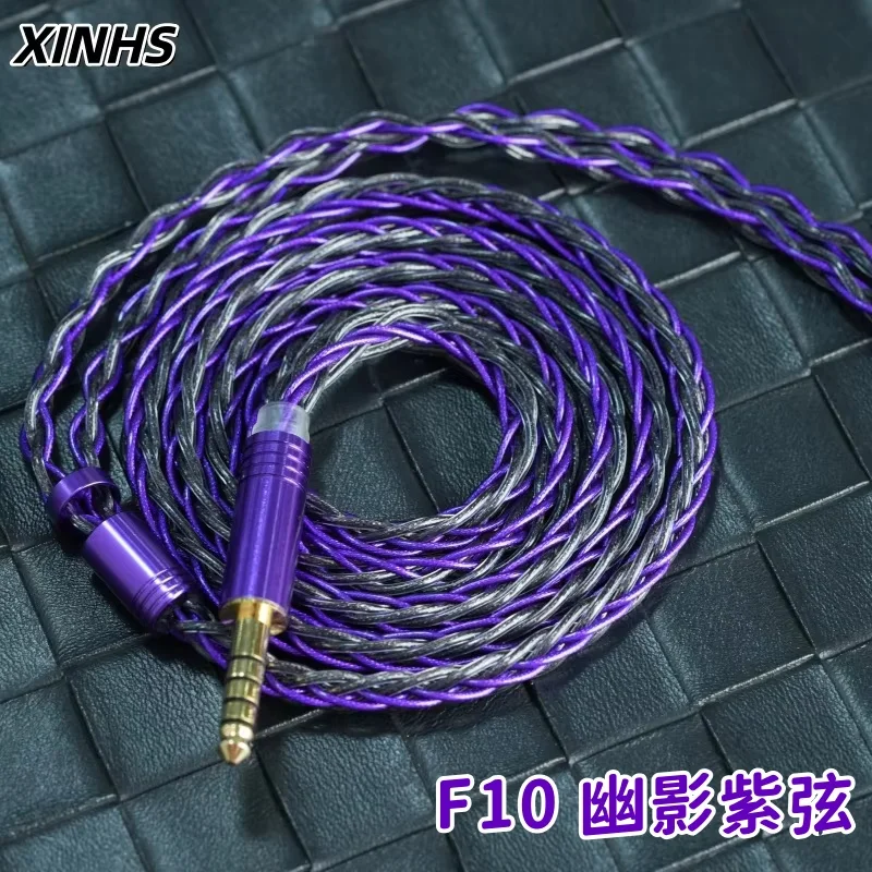

XINHS F10 Shadowy 8-жильный гибридный кабель для наушников с черным графеном и фиолетовым золотым фольгированным проводом IE900/MMCX