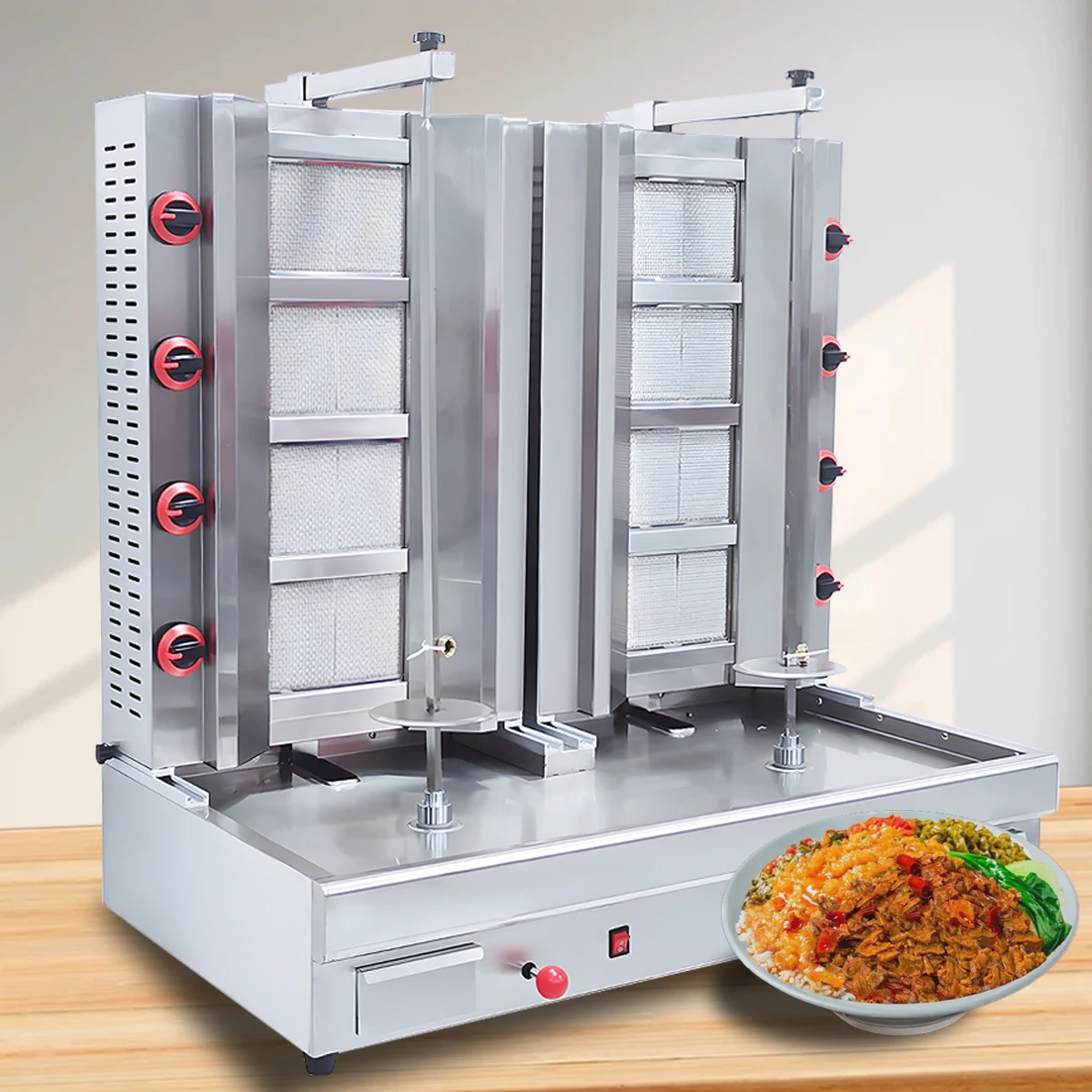 

Прямая китайская фабрика, профессиональная домашняя ресторанная машина с двойной головкой, шаурма, кебаб, гриль, машина, коммерческая обработка мяса, новинка