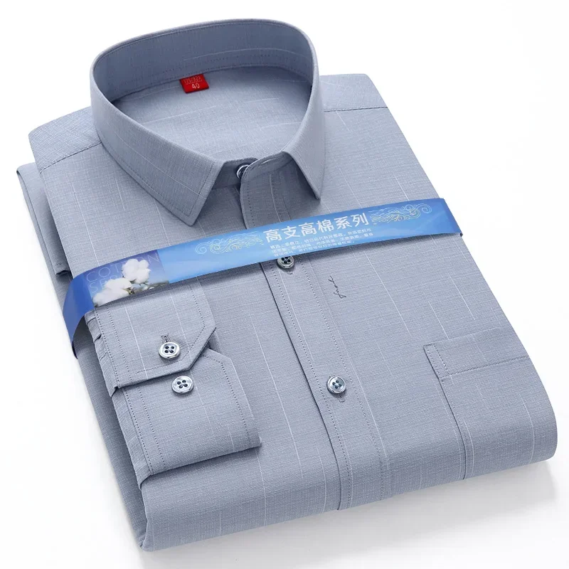 

Men's Long Sleeved Shirt 4 Seasons Business Formal Office Top Soft Breathable Comfortable Luxury Social Shirts Groomsman S-4XL