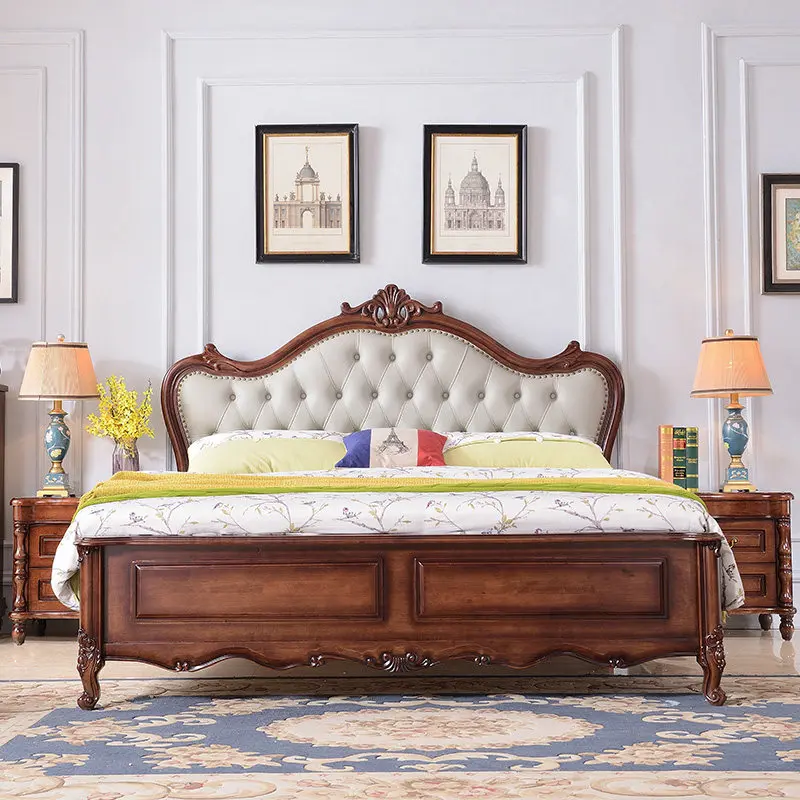 Beauty European Bed Queen Modern Frame Double Wooden Design Princess Girls Bed Loft Space Saving Muebles Lounge Suite Furniture