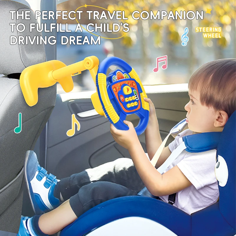 Kids Car steering wheel with light music early education toys children\'s stroller vertical simulation steering wheel toy