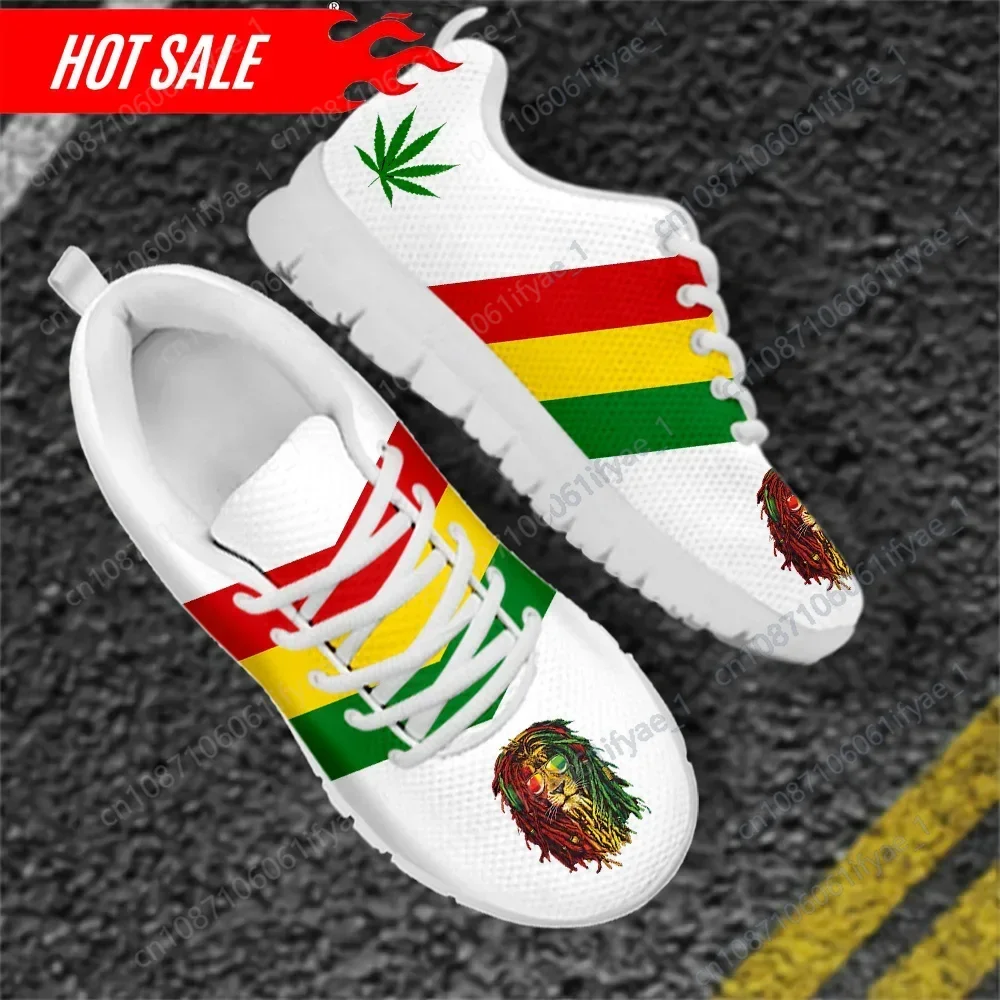 Tênis de corrida para mulheres, sapatos rastafari, padrão de bandeira, sapatilhas femininas, calçados femininos, outono