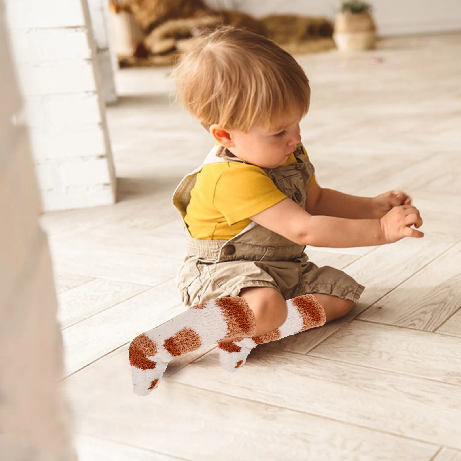 5 Par Dziecięcych Podkolanówek z Polaru Koralowego, Ciepłe Zimowe Podkolanówki, Miękkie Elastyczne Dziecięce Skarpetki, Modne