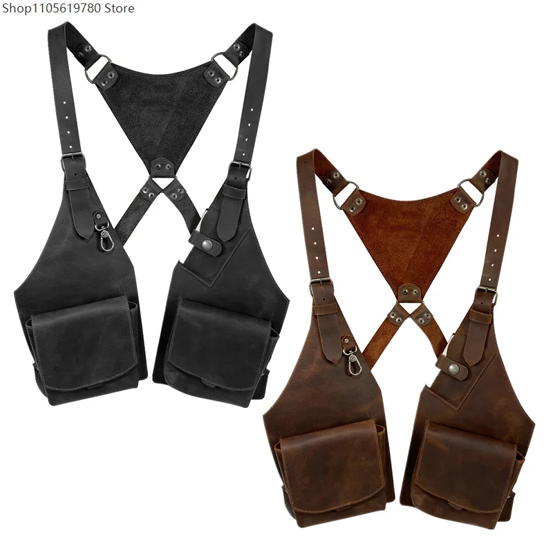 Gothic Medieval Faux‑Leather Under‑Arm Shoulder Harness Pack Dual Snap Pockets Wearable Wallet Bag Adult Cosplay Dress‑up Prop 6