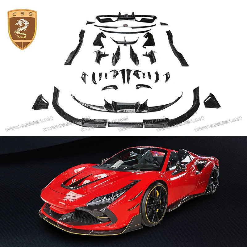 MSY Style Forged Dry Carbon Body kits For Ferrari F8 2019-2020 Front Hood Trims Diffuse Splitter Side Skirt Rear Lip Air Vent