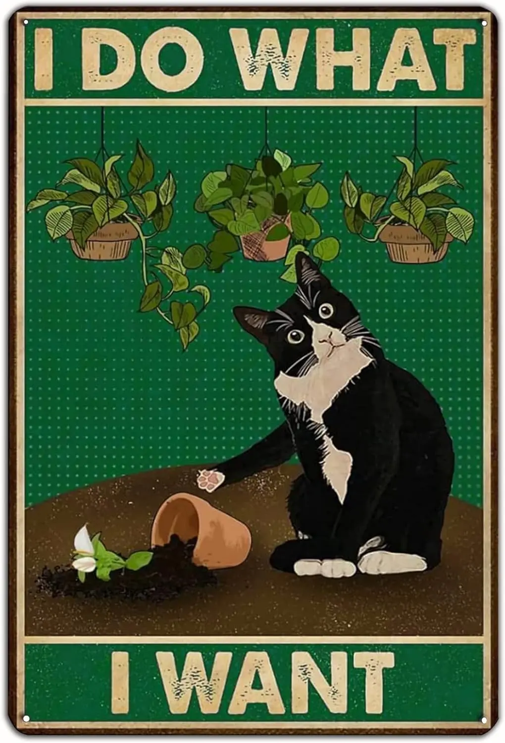 Funny Metal Tin Sign Gifts For Cat Lovers I Do What I Want Art Wall Poster Cat Decor For Bathroom Garden Home Bedroom Cafe 12x8