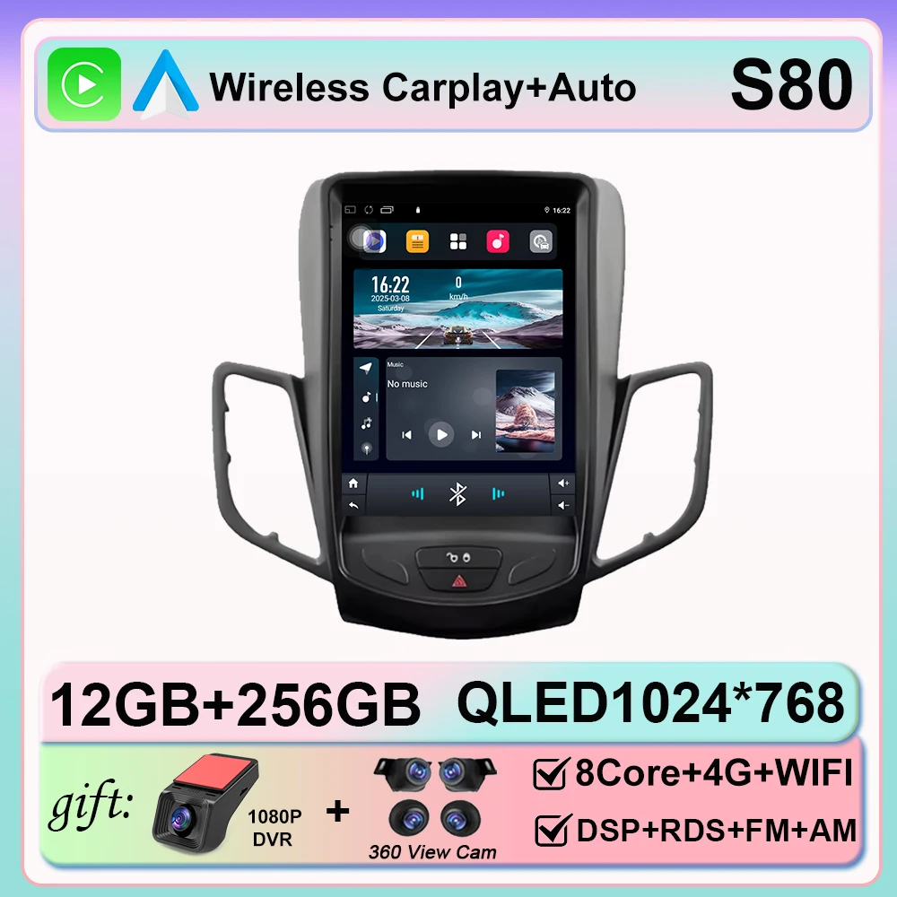 9.7 inch autoradio voor Ford Fiesta MK 7 2008-2019 Android 16 auto multimediaspeler navigatie stereo 4G BT WIFI stereo GPS