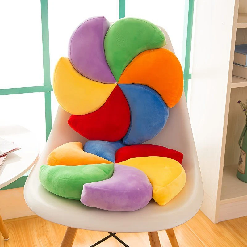 

38CM rainbow round plush seat cushion doll chair waist cushion Colorful flower seat cushion doll as a birthday and festival gift