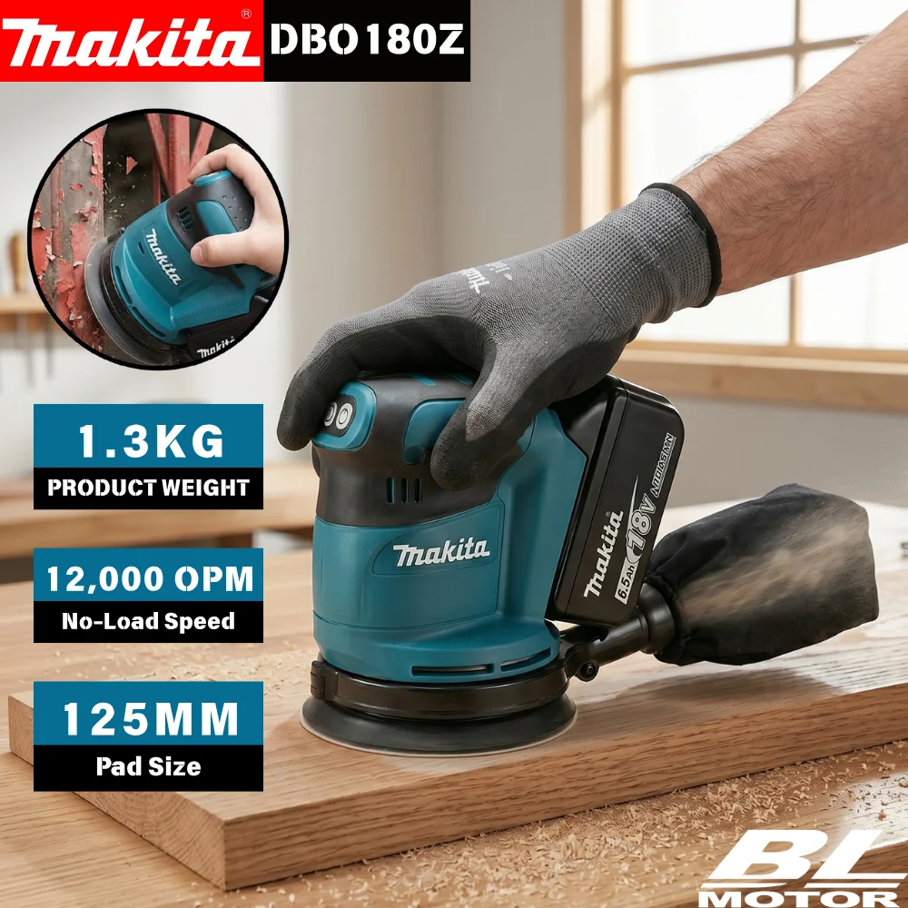 Makita Bare DBO180Z Cordless Orbital Sanding Machine Suitable For Household Woodworking And Automobile Surface Polishing Jobs