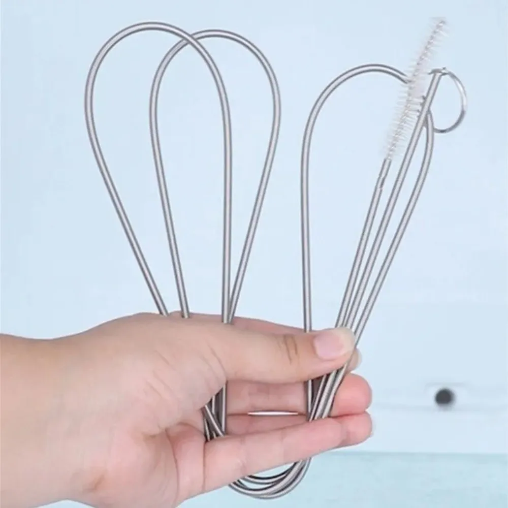 2pcs Long Flexible Refrigerator Drain Dredge Coil Brush Stainless Steel Drain Hole Dredge Kitchen Drain Pipe Cleaning Tool